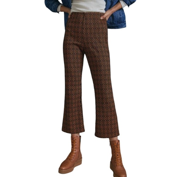 DOLAN x ANTHROPOLOGIE Dulcea Cropped Flare Printed Pants - Picture 1 of 8
